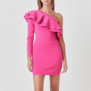 Endless Rose Vibrant Pink One-Shoulder Dress